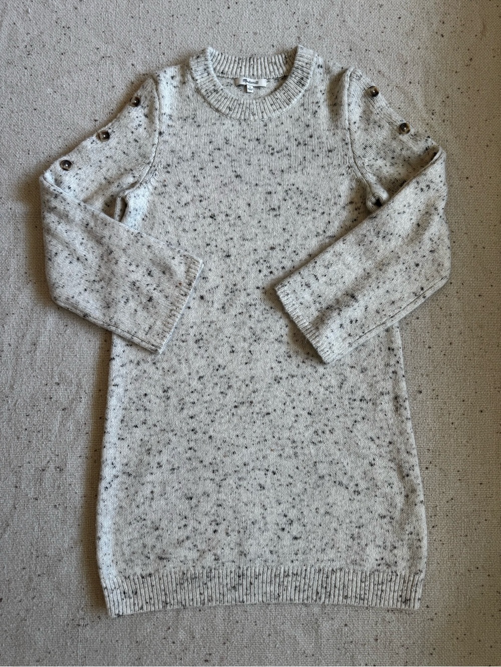 Madewell Donegal Button-Sleeve Sweater Dress J9305 Size S Wool Blend